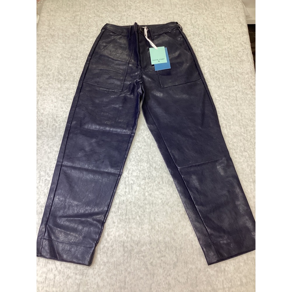 Rachel Comey x Target Maritime Blue Faux Leather Straight Leg Pants Womens 2 NEW